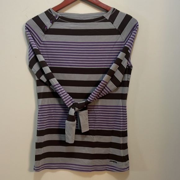 Patagonia Long Sleeves Tee Purple Striped Top Women’s S - Picture 12 of 12
